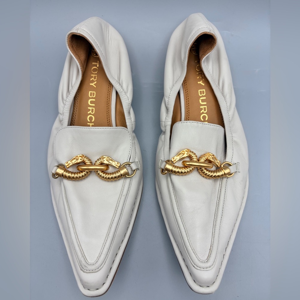 Tory Burch Flat Point Loafers Jessa Horse Head Leather Shoes Size 8.5 Worn Once
